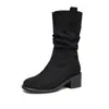 Botas Vaqueras Occidentales Augusden para Mujer 2026 Nuevas Otoño/Invierno Botines Negros con Tacón Grueso Apilado, Botas de Caballero Martin