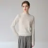 Suéter de cashmere com gola alta, novo modelo de inverno 2026, blusa básica feminina de cor sólida, justo, suéter curto de tricô macio