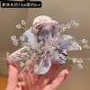 Presilha de Flor de Cristal Super Fada Resistente para Mulheres, Presilha Tubarão com Laço Rosa e Roxo de Alta Qualidade, Presilha de Cabelo Novo Estilo com Grande Volume de Cabelo