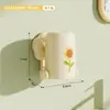 Suporte de Escova de Dentes Flor Dopamina Parede do Banheiro Montado Sem Furar Suporte Móvel para Copo de Enxaguante Bucal Rack para Copo de Escova de Dentes