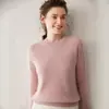 Suéter Informal Grueso de Color Sólido Versátil de Punto Trenzado Retro Cuello Redondo Estilo Holgado Perezoso de Cachemir