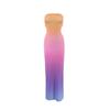 Vestido de una pieza strapless con estampado de color degradado, casual y sexy, que expone la cintura, Otoño 2025, Dropshipping, Chica Popular