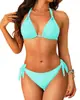 Bikini de dos piezas estilo europeo y americano 2026 Ropa de baño sexy para mujer Comercio transfronterizo Bikini con cuello halter y atado en stock
