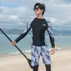 Nuevo Traje de Baño de Dos Piezas para Pareja Tallas Grandes para Aguas Termales Coreano y Japonés Adelgazante Traje de Buceo de Playa de Manga Larga