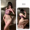 Top Tubo de Encaje Brillante Sexy Falda Bodycon sin Tirantes Ultra Fina Sedosa Seductora Lencería Reflectante tipo Espejo para Mujeres 567
