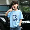 Camiseta 100% Algodão Masculina Novo Estilo Crianças Tendência Legal Marca Camiseta Manga Curta Moda Manga Curta para Crianças Maiores Coleção Verão 2026
