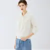Nuevo suéter de cachemira con cuello polo de punto trenzado para otoño e invierno para mujer, diseño vintage, top holgado de punto grueso