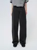 Jeans para Mujer Estilo Minimalista Th~Row Niche Otoño 2025 Cintura Media-Baja Desgastados Pierna Recta con Abertura Curva