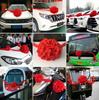 Corta el listón bola de flor roja grande entrega de coche nuevo Boda Seda flor roja grande hortensia pequeña gasa roja set ceremonia de apertura