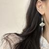 Pendientes de estilo antiguo chino, moda nacional, pendientes de borla de abanico hueco, pendientes largos de jade de bambú retro, clip de oreja Hanfu para mujeres