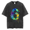 Camiseta de Línea Garabateada Gráfico Creativo de Graffiti Algodón Corto