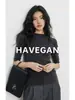 Com Camiseta Básica de Tricô Gola Alta Meia-Calça HAVEGAN/para Mulheres, Outono Manga Curta Slim Fit Stretch Camada Base