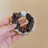 Elástico de Cabelo Minimalista Super Fácil de Usar com Estampa de Leopardo, Renda e Pérolas, Espessado e Suave com o Cabelo, Elástico Scrunchie, Faixa de Cabelo Anel de Intestino