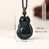 Colgante de Joyería de Zorro de Obsidiana Natural Hanjie Cristal Blanco Zorro de Nueve Colas Amor Año Zodiacal Colgante de Collar para Mujer