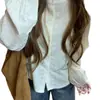 Camisa de Manga Larga Bordada Jacquard Estilo Vacaciones Francesas de Principios de Otoño para Mujer, Estilo Suelto Suave Versátil, Top Pequeño