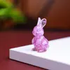 [Enfeites de Coelho Celebridade da Internet] Resina Cristal Natural Coelho em Pé Decoração de Mesa Estilo Luxo Leve