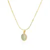 Collar Colgante Vintage Elegante Oval Piedra Natural Perla Gota de Agua Jade Imitación Cadena Clavícula Joyería Accesorios Venta al por Mayor