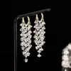Hebilla de Oreja de Cristal Negro Amor Europeo y Americano Personalidad Diseño de Nicho Moda Pendiente Largo Elegante Accesorios de Oreja de Gama Alta para Mujeres