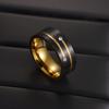 Amazon Europeo y Americano Nuevos Accesorios de Moda Anillo Unisex de Acero Inoxidable de 8 mm Electroplateado Bicolor Negro y Dorado Incrustado con Diamantes