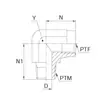 Adaptador Hidráulico de Alta Presión Parker-Conexión Roscada en Ángulo Recto Serie CDM 3/8CDMS