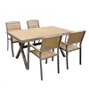 Mesa y silla de exterior anticorrosión madera madera maciza madera plástica ocio balcón exterior jardín tienda de té con leche combinación mesa de comedor impermeable