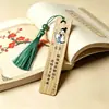 Marcadores de Libros de Poesía de Celebridades Hechos de Bambú Pequeño, Porcelana de Cristal, Pintados a Color, Impermeables, Resistentes al Desgaste, con Borlas de Seda de Hielo, Papelería Artística para Jóvenes