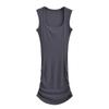 Primavera Nuevo Europeo y Americano Dulce Picante Cuello Trapezoidal Plisado Vestido Chaleco S17138