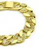 Pulseira masculina de ouro com diamantes de personalidade europeia e americana tendência hip-hop pulseira hip-hop fabricantes de pulseiras fornecem atacado