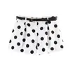 Shorts casuais da moda estilo europeu e americano de cintura alta com cinto 4387472 branco preto poá cáqui claro rosa