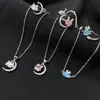Colar Versa elemento animal pequeno turquesa diamante de zircônia rosa brilhante coelho baleia simples presente para menina