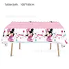 Bandera Rosa Minilla Transfronteriza Colgante Plato de 7 pulgadas Plato de 9 pulgadas Servilleta Vaso de Papel Decoraciones para Fiesta de Cumpleaños Pancarta Pastel