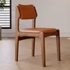 Silla de Comedor de Madera Maciza Hogar Nórdico Moderno Simple Respaldo Acolchado Taburete de Mesa de Comedor Restaurante Lujo Ligero Tela Silla de Mesa de Comedor