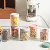 Amazon Transfronterizo Tarro de Almacenamiento con Rayas Verticales Vidrio Repujado Sellado Contenedor de Dulces y Snacks Taza de Avena Multiusos 16 oz