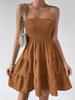 Vestido Top de Tubo de Textura Versátil de Color Puro Delgado con Cuello de Línea Única de Verano para Mujer Transfronterizo de Amazon Europeo y Americano 2025
