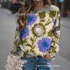 Comercio exterior transfronterizo 2024 otoño e invierno nuevo Amazon TEMU popular para mujer suéter con estampado floral 3D para mujer