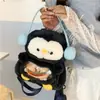 Novos Fones de Ouvido Fofos de Desenho Animado Mochila de Pelúcia Guaxinim Bolsa de Ombro Peluda Boneca Menina Gato Menina Doce Bolsa Pequena Transversal