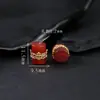 Plata de ley S925 chapada en oro de 24 quilates en toda la superficie, accesorio de joyería DIY de gota color cereza rojo sur, colgante de cuenta barril clásico retro