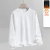 Moletom masculino com forro de fleece para outono e inverno, blusa de gola redonda casual, jaqueta de corte solto, camisa básica versátil, de manga comprida e quente