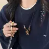 Collar Colgante de Oso Afelpado de Doble Capa con Cuentas de Cerámica para Mujer 2025 Nuevo Cadena Linda para Suéter Accesorios de Cadena para Suéter