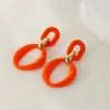Pendientes Ovalados Huecos de Acrílico de Colores Dulces con Cierre a Presión Pintados en Spray Moda Retro Versátil Joyería Geométrica para Orejas