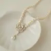 Collar de Camelia Fresca Lujo Ligero Nicho Cadena de Cuello de Perlas para Mujer Cadena de Clavícula Dulce de Verano Nuevo Estilo 2021