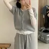 Cárdigan de Punto Suave Estilo Coreano 2026 Nuevo para Mujer Principios de Otoño Manga Corta Holgado Versátil Adelgazante Chaqueta Suéter Top