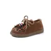 Nuevos Zapatos de Cuero Esmerilado de Otoño para Niñas 2025 Estilo Coreano Estampado de Leopardo Sin Cordones Zapatos Planos para Bebé Niña para Niños Medianos y Grandes
