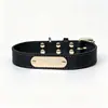 Collar para Mascota de Piel de Vaca de Primera Capa con Placa Anti-Pérdida Grabada en Metal, Placa de Hierro con Nombre, Adecuado para Perros Grandes, Medianos y Pequeños