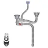 Tubo de drenaje horizontal para lavabo de verduras, venta al por mayor de fábrica, desagüe de acero inoxidable para lavabo de verduras, tubo de drenaje para desodorante de una sola ranura y doble ranura