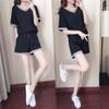Conjunto Casual para Mulheres Plus Size 100kg 2026 Verão Estilo Coreano Conjunto de Duas Peças Shorts Soltos de Manga Curta