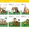 Parque Infantil Exterior Columpio de Madera para Niños Tobogán Combinado de Escalada Física Área Escénica Comunidad Instalaciones de Diversión No Motorizadas