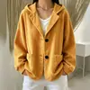 Outono Inverno 2026 Novo Estilo Transfronteiriço Moda Casual Feminina Europeia Americana Jaqueta com Capuz de Veludo Cotelê Cardigan Moletom Top
