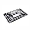 Prato Quadrado de Aço Inoxidável Prato Retangular Bandeja Pequena Prato de Jantar Prato para Churrasco Prato de Ferro Prato para Arroz no Vapor Prato Raso Comercial Prato para Bolinhos