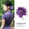 Grampo de Cabelo Floral Primavera e Verão, Ornamento de Cabelo Chinês Rosa Estilo Lateral, Presilha de Acessório de Cabelo Flor, Borboleta Roxa com Franja Lírio